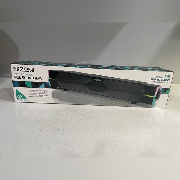 nizoni Other - NIZONI Wireless Bluetooth RGB Sound Bar Speaker for PC Laptop TV Gaming NWT